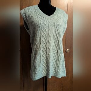 Sincerely Jules Green Cable Knit V Neck Sweater Vest Medium